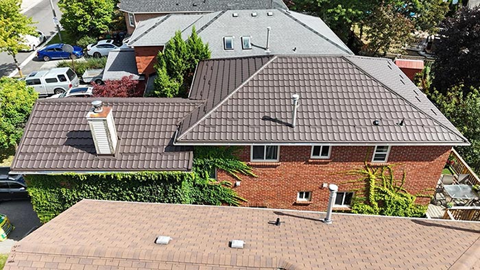 Mississauga Meta Roof with Talia panel style and upgraded Wrinkle Matt Plus finish