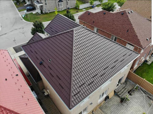 Aerial View of Metal Roof