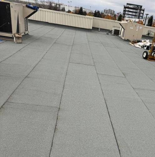 Two-ply bitumen commercial flat roofing project in Brampton